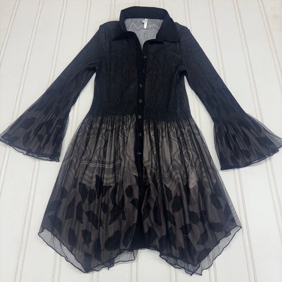 Lindi Dresses & Skirts - y2k Lindi Whimsigoth Flowy Longsleeve dress goth feminine Large Black
